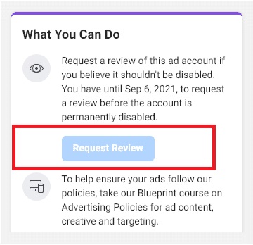 Request Review Pada Dashboard Facebook